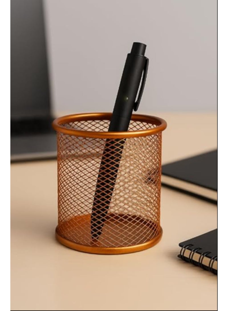 2-Pack Heavy Duty Gold Wire Mesh Pen Cups & Pots - Metal Mesh Desk Organizer, Pen & Pencil Holder for Office, Home, Classroom - Durable Space-Saving Desk Storage, Office Supplies Accessories - Image 4