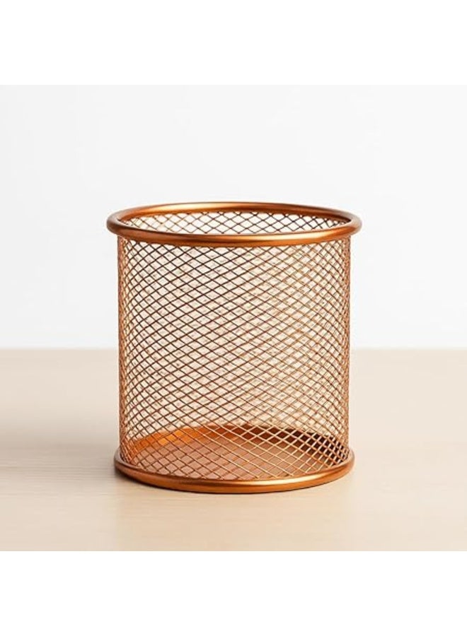 2-Pack Heavy Duty Gold Wire Mesh Pen Cups & Pots - Metal Mesh Desk Organizer, Pen & Pencil Holder for Office, Home, Classroom - Durable Space-Saving Desk Storage, Office Supplies Accessories - Image 2