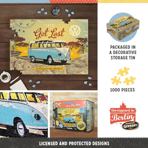 Nostalgic Art NostalgicArt Retro Puzzle 1000 Pieces 189 x 268 VW Bulli Lets Get Lost VW Bus Gift idea Official License Product OLP for Adults Packed in a tin Box - Image 5