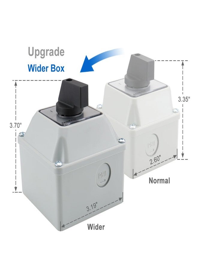 Baomain Universal Rotary Changeover Switch SZW26-20/D202.2D-W with Wider Master Switch Exterior Box 660V 20A 3 Position 2 Phase (3.15"x3.15"x3.7") - Image 4