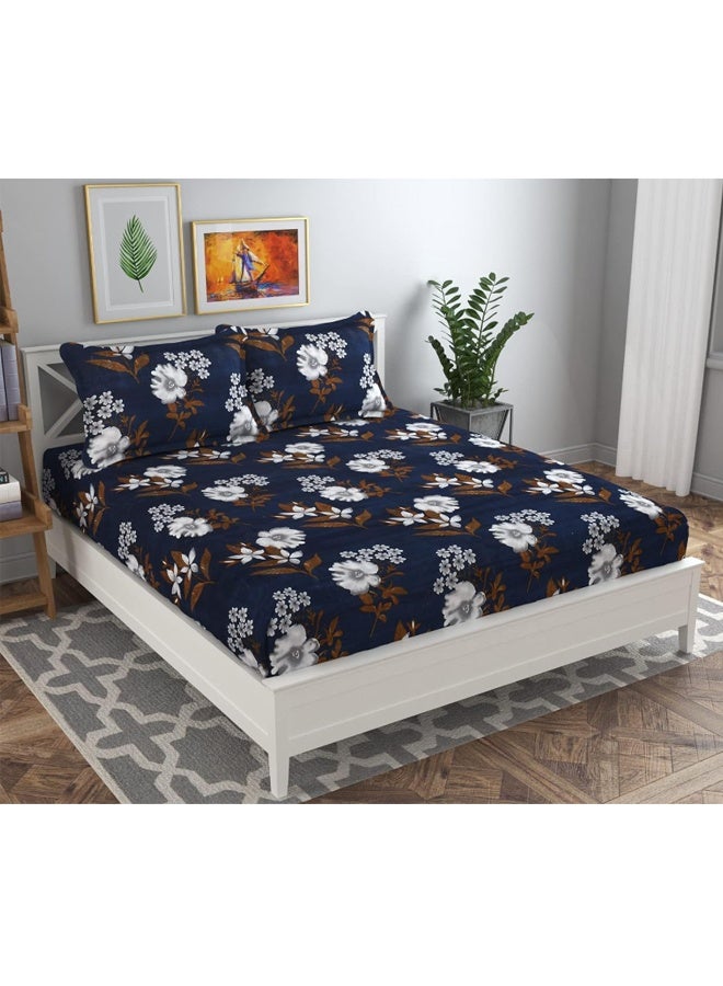 BSB Glace Cotton 180 TC Big Flower Printed Single Bedsheets with 1 King Size Pillow Cover, (60x90 Inches, 4 x 6 Feet) 148 x 228 cm - Image 1