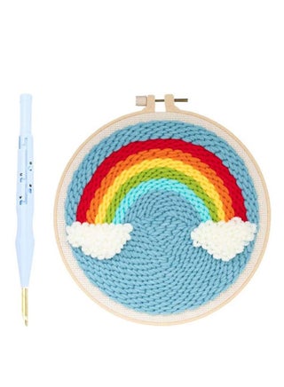 Embroidery Set Starter Kit Punch Needle, Full Range Of Stamped Kits With Cloth Pattern, Bamboo Hoop, Color Threads Tools - pzsku/ZFA01F8E10BD33099F229Z/45/_/1657017279/d325934c-1442-4600-a5ce-0215ffe0e0d7