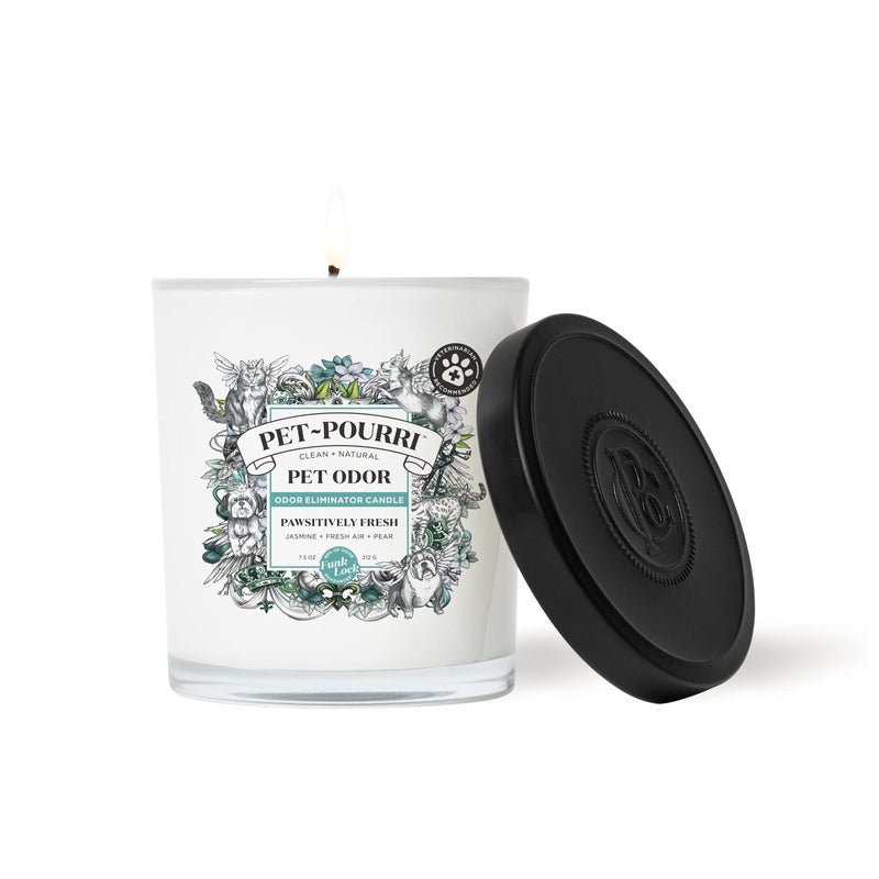 Poo-Pourri Pet-Pourri Pawsitively Fresh Pet Odor Deodorizer Candle, Burns Up to 45 Hours, Aromatherapy & Air Freshener with Essential Oils, Plant Based Ingredients & Wax, Vet Approved, Jasmine Pear Scent - Image 1