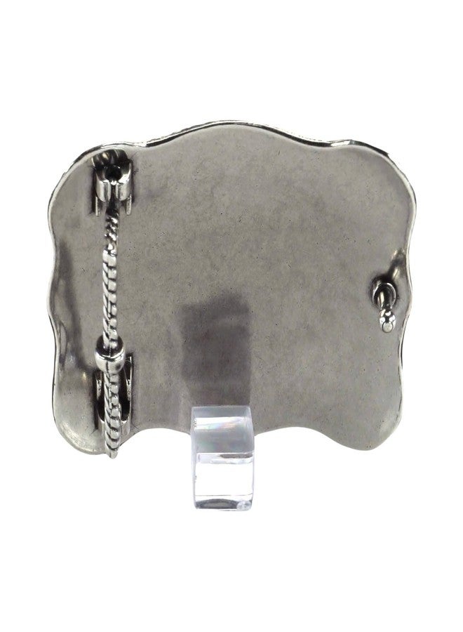 ARIAT Scalloped Logo Buckle with Twisted Rope Edge, Floral Scrolls, Filigree Detailing, 3 ¾" x 2 ¾" - Image 4