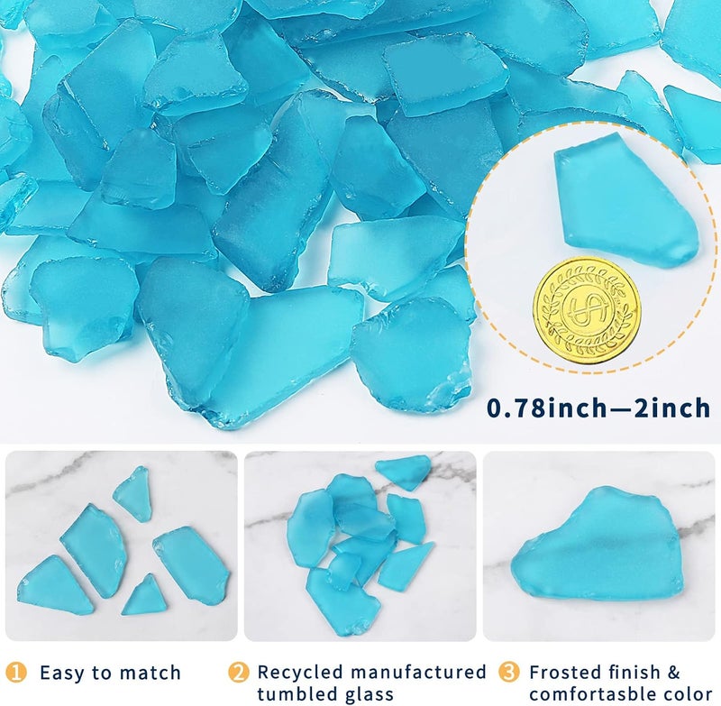 Giftvest جيفت فيست زجاج بحري للحرف اليدوية 16 أونصة زجاج بحري أزرق ديكور لحفلات زفاف الشاطئ DIY حشو المزهرية (أزرق فاتح) - Image 3