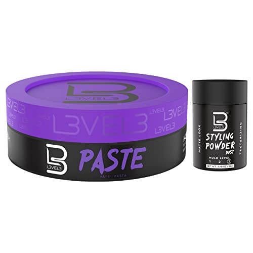 L3 - Level 3 Paste - Long-Lasting Hold - Improves Strength and Volume of Hair - Protects Against Hair Damage - Level Three Men Styling Product (Sample Powder Included, Paste) - Image 1