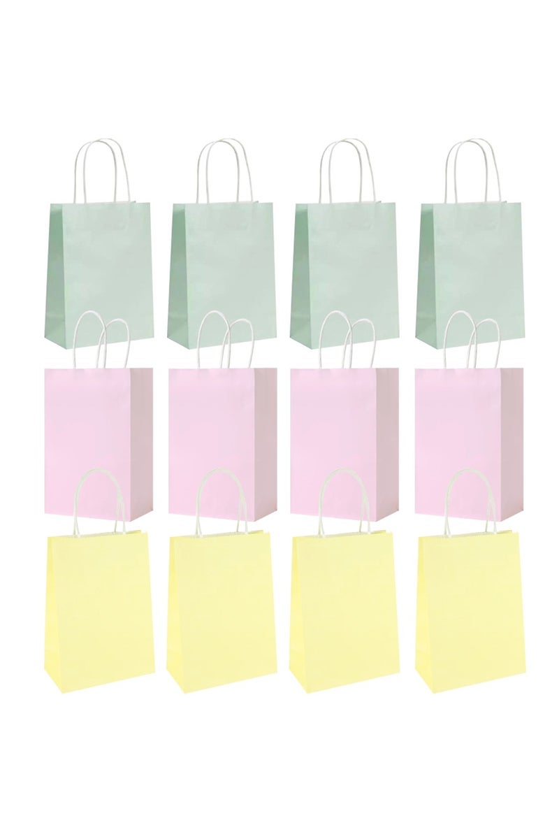 ThePartyPopper 12 Pcs Gift Bags with Handle, Kraft Paper Bags 29 X 15 cm, Goodie Bags for Sweets, Candy & Gift for Kids Birthday, Wedding Party Supplies, Party Favor Bags