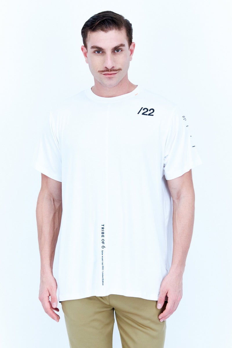 TRIBE OF 6 Men Sportswear Fit Football Training T-Shirt, White - Image 1