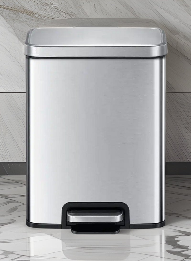 إيكو سلسلة ماديسون | لمسة نهائية من الفولاذ المقاوم للصدأ المصقول | إغلاق ناعم | مقاومة لبصمات الأصابع | سلة المهملات الفاخرة وصندوق القمامة | مقاسات متعددة (6 - 20 لتر) لتناسب مختلف الأماكن | 12 لتر - Image 1