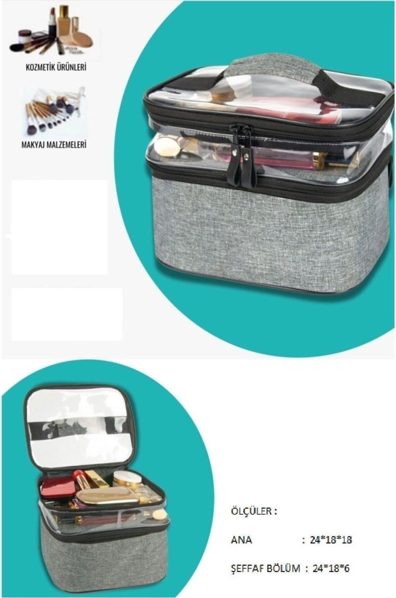 Bambus Home Women's Makeup Bag Two Large Compartments Hanging Foldable Care Travel Organizer  - Image 4