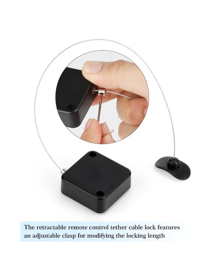 No Drilling Anti Theft Anti Loss Steel Wire Retractable Cable Reel Black 1.5 Meter with Lock Clip and Curved Rubber Cap for Remote Control Security - Image 4