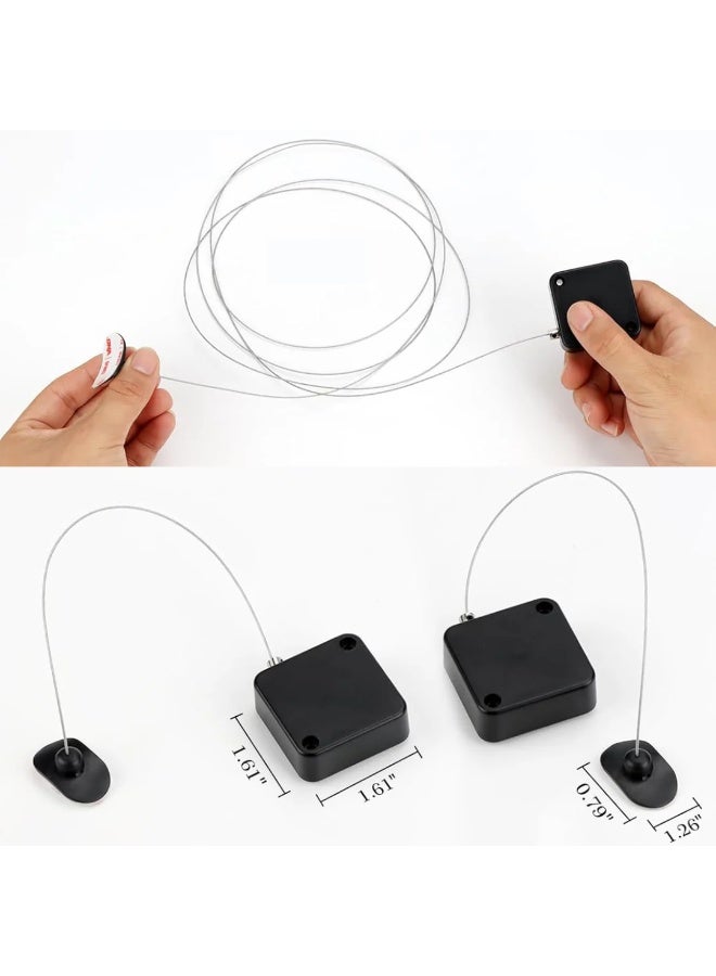 No Drilling Anti Theft Anti Loss Steel Wire Retractable Cable Reel Black 1.5 Meter with Lock Clip and Curved Rubber Cap for Remote Control Security - Image 3