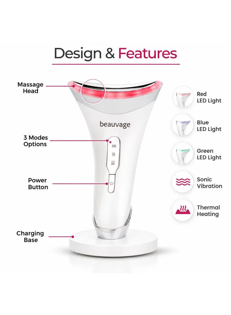 Beauvage  Facial Massager Face Lifting Device: Neck Face Massager, Face Sculpting Tool, Skin Rejuvenation Device With Thermal For Anti-Aging, Lifting And Tightening Sagging Skin  | Best Price UAE