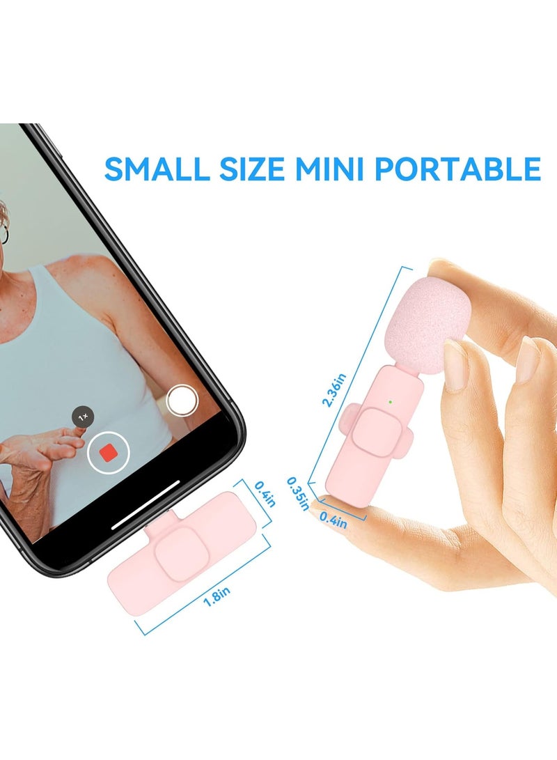 Wireless Microphone For Type-C Phones - Plug And Play Lavalier Microphone With 2 Microphones For Usb-C Android Phones And Iphones, Microphone For Vlogging And Video Recording/Interviews - Auto Sync And Noise Reduction - 2.4 Ghz - Pink - Image 3