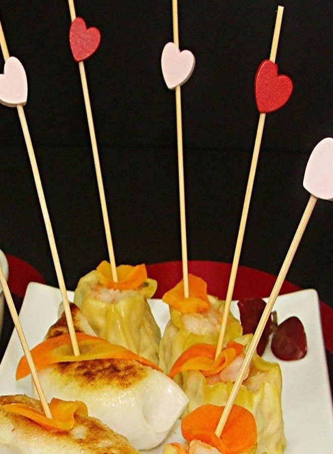 Beetoo 100pcs Handmade 4.7" Red Heart Cocktail Sticks Toothpicks Sandwich Fruit Appetizer Bamboo Toothpicks Cocktail Picks Party Supplies - Image 5