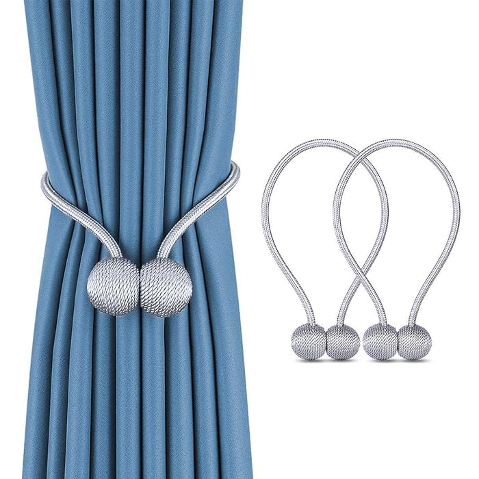 INOVERA (LABEL) 2 Pieces Window Curtain Tiebacks Drapery Hold-Backs Band for Office Home Decorative (Pair 1, Grey) - Image 1
