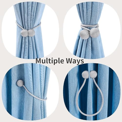INOVERA (LABEL) 2 Pieces Window Curtain Tiebacks Drapery Hold-Backs Band for Office Home Decorative (Pair 1, Grey) - Image 4