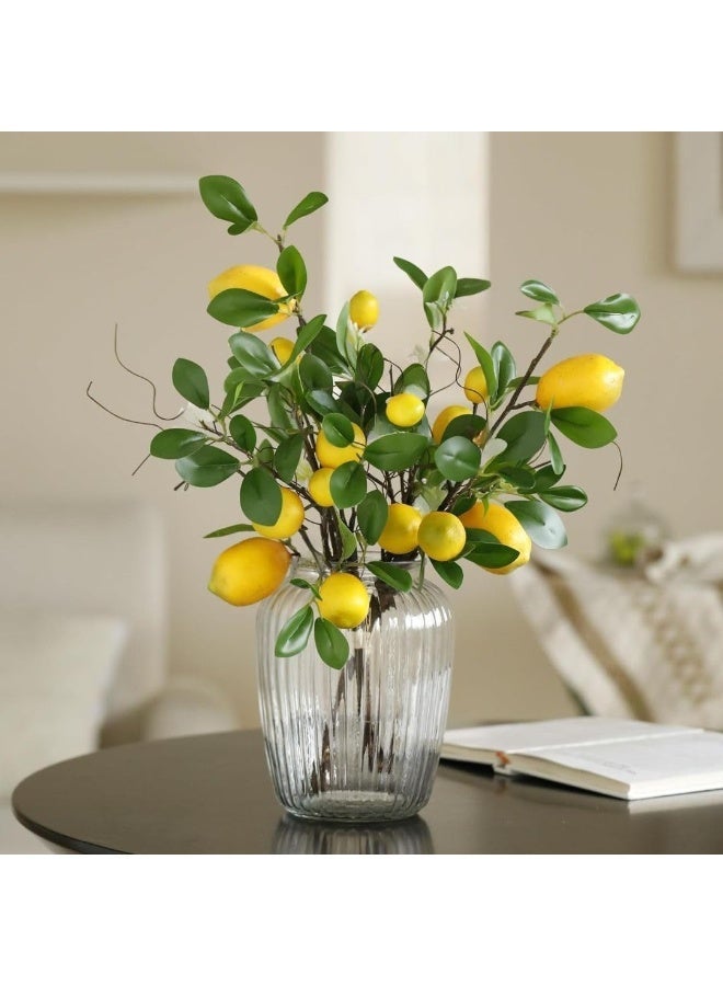 3 Pcs Artificial Lemon Stems, Decorative Faux Fruit Branches for Home Decor, 35 cm - Image 1