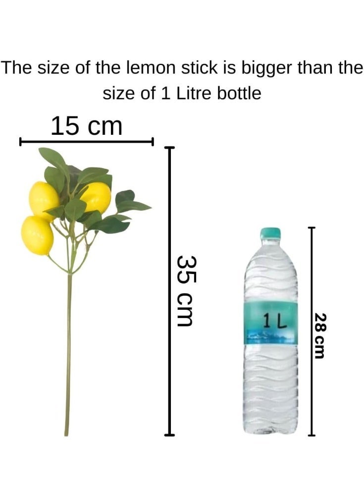 3 Pcs Artificial Lemon Stems, Decorative Faux Fruit Branches for Home Decor, 35 cm - Image 2
