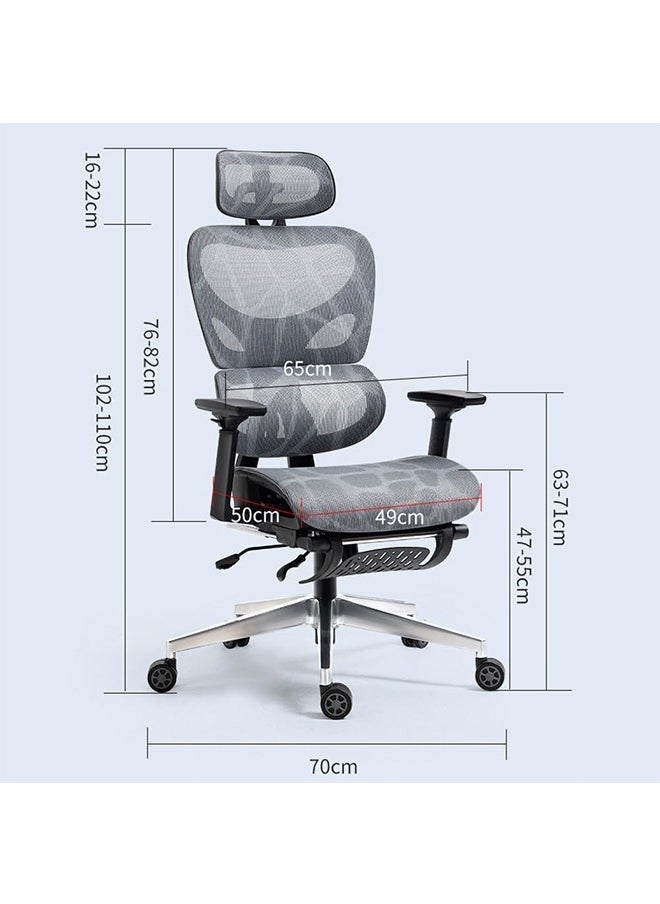 JCB CHIC - Ergonomic Mesh Office Chair, High Back Desk Chair - Adjustable Headrest with Flip-Up Arms, Tilt Function, Lumbar Support and PU Wheels, Swivel Computer Task Chair with Footrest（K80G） - Image 1