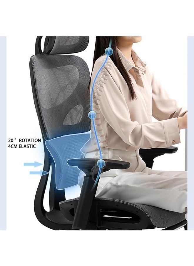 JCB CHIC - Ergonomic Mesh Office Chair, High Back Desk Chair - Adjustable Headrest with Flip-Up Arms, Tilt Function, Lumbar Support and PU Wheels, Swivel Computer Task Chair with Footrest（K80G） - Image 1