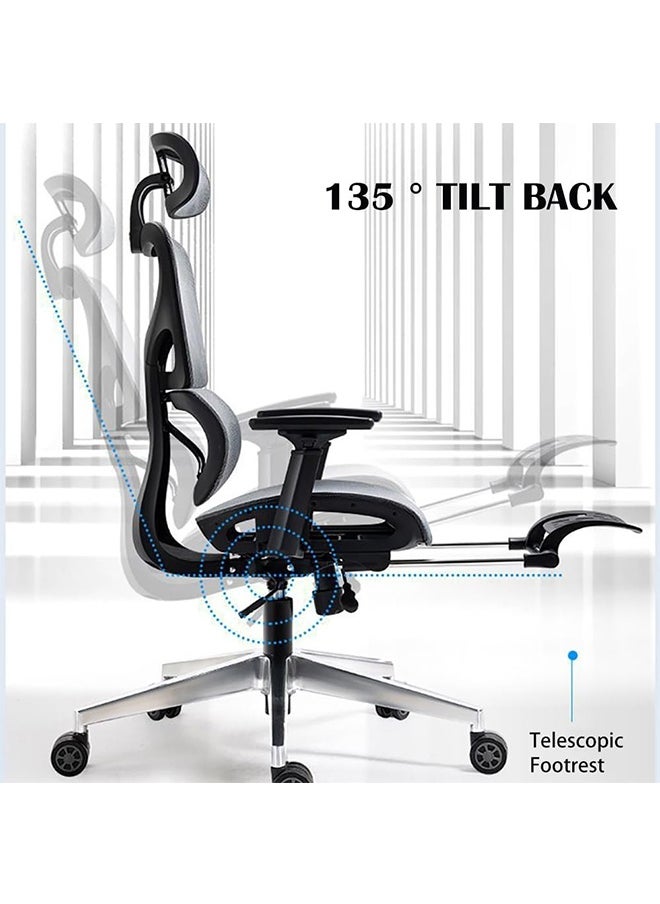 JCB CHIC - Ergonomic Mesh Office Chair, High Back Desk Chair - Adjustable Headrest with Flip-Up Arms, Tilt Function, Lumbar Support and PU Wheels, Swivel Computer Task Chair with Footrest（K80G） - Image 1