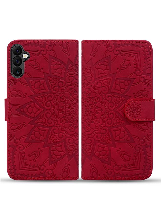 اس-توب جراب لهاتف Samsung Galaxy A26 / A16 مصنوع من جلد العجل مزدوج الطي منقوش بنقوش ماندالا - Image 2