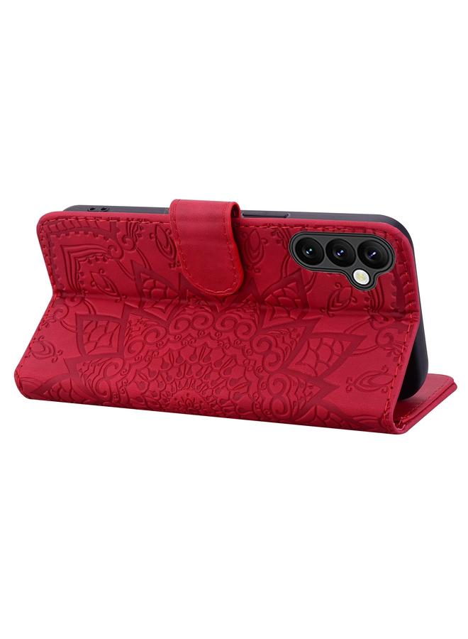 اس-توب جراب لهاتف Samsung Galaxy A26 / A16 مصنوع من جلد العجل مزدوج الطي منقوش بنقوش ماندالا - Image 4