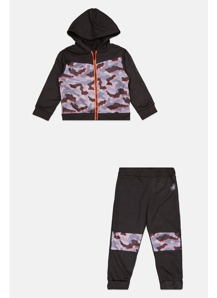 Body Glove - Toddlers Boy 2 Pcs Camouflage Sweatshirt And Pants Set, Black Combo - Image 1
