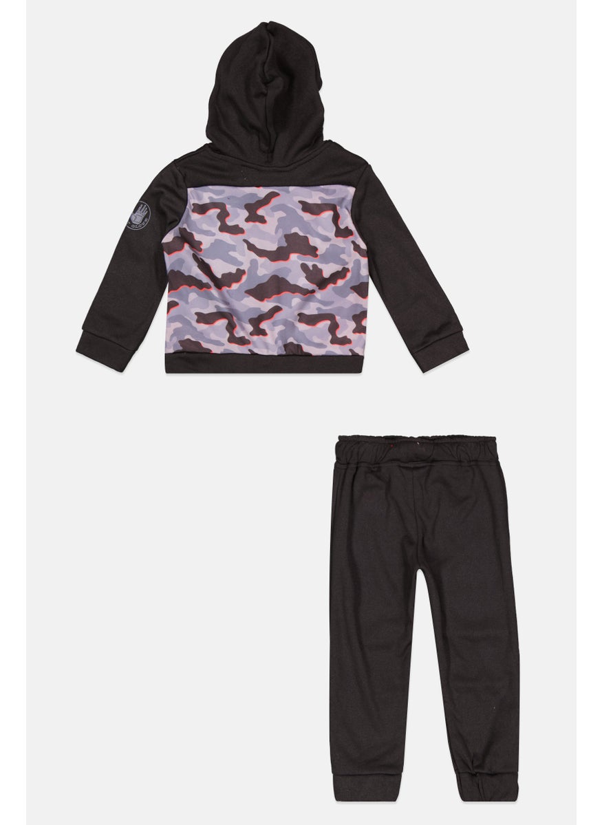 Body Glove - Toddlers Boy 2 Pcs Camouflage Sweatshirt And Pants Set, Black Combo - Image 1