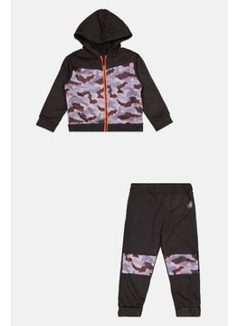 Toddlers Boy 2 Pcs Camouflage Sweatshirt And Pants Set, Black Combo