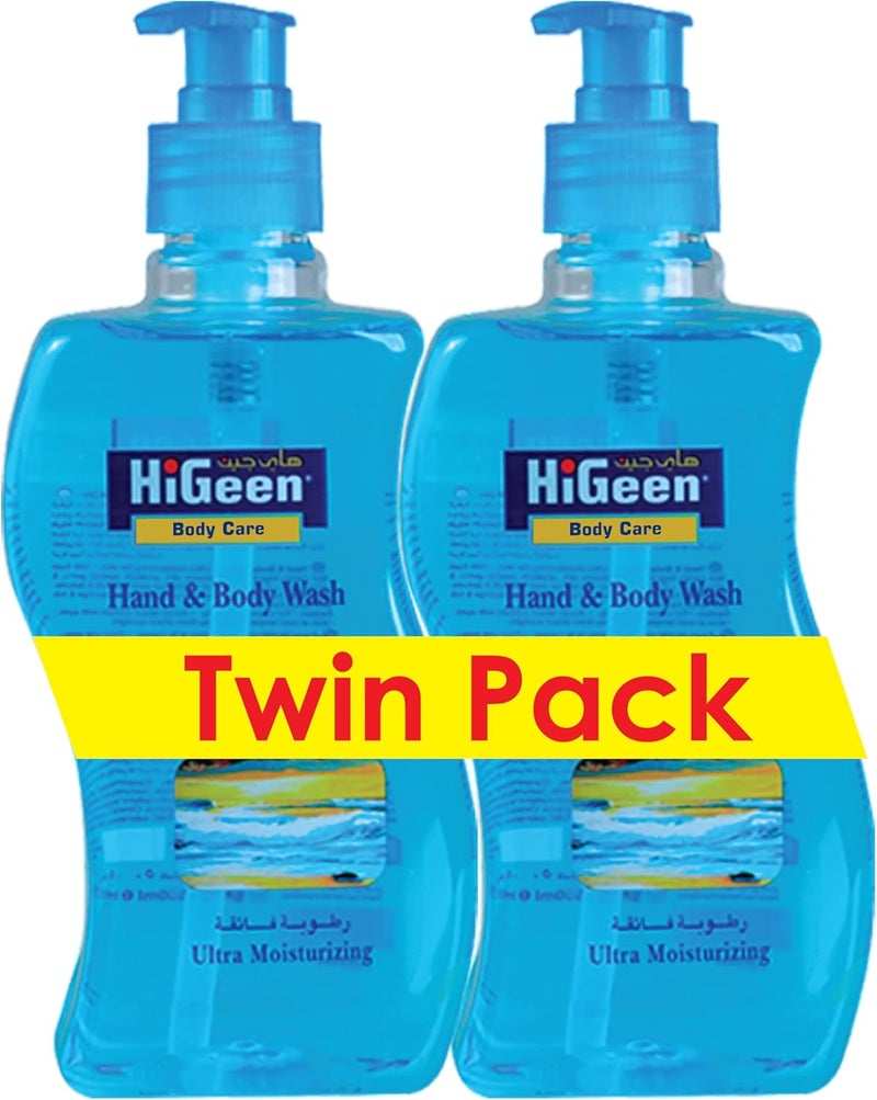 HiGeen Antiseptic Hand & Body Wash With Pump Wavy (Sea Breeze) 500 ml Twin Pack - Image 1