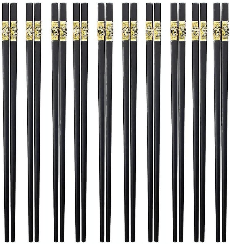 INKULTURE 10 Pair Fiber Glass Chopsticks, Dishwasher Safe Chopstick, Reusable Non-Slip Chop Sticks | Black | Lightweight & Easy to Use - Image 1