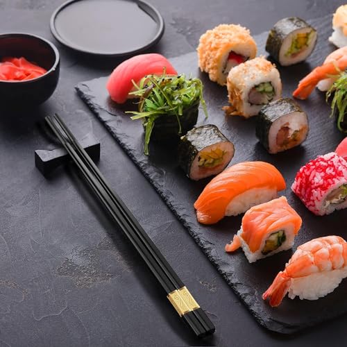 INKULTURE 10 Pair Fiber Glass Chopsticks, Dishwasher Safe Chopstick, Reusable Non-Slip Chop Sticks | Black | Lightweight & Easy to Use - Image 2