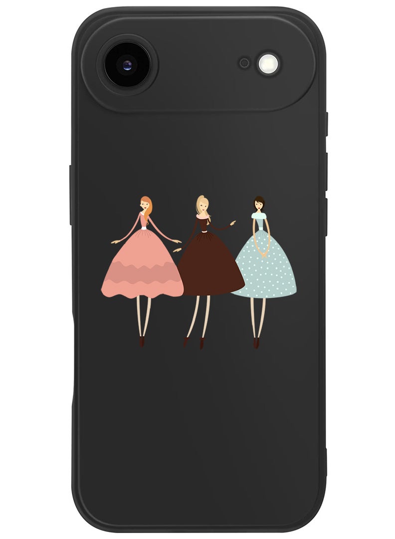 Theodor Protective Slim Fit Case Liquid Silicone Cover with Full Body Protection Anti-Scratch Shockproof Case For Apple iPhone 17 Air (Black) Pretty Girls Illustration - Image 1