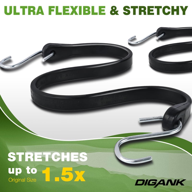 Digank Bungee Cords with Hooks (10 Pack) Heavy Duty Outdoor Rubber Tarp Straps in 10", 15", 21", 31" Sizes, Crimped S Hooks for Cargo, Bikes, Camping Gear, Luggage - Max Stretch 1.5X, Load 180 lbs - Image 2