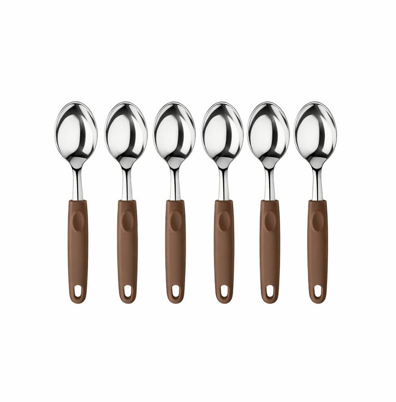 ديسينت ديسنت ستينلس ستيل تي سبون سِت أوف 6 | ميرر فينيش | إيرغونومِك هاندل | دزرت آند كوفي سبون سِت فور هوم، كيتشن، ريستورانت، ديش واشر سيف - Image 1