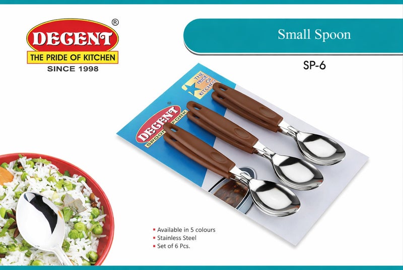 ديسينت ديسنت ستينلس ستيل تي سبون سِت أوف 6 | ميرر فينيش | إيرغونومِك هاندل | دزرت آند كوفي سبون سِت فور هوم، كيتشن، ريستورانت، ديش واشر سيف - Image 4