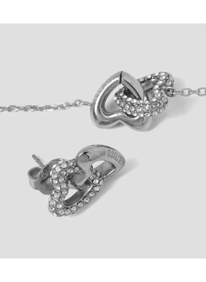 Guess  Heart Links Bracelet And  Studs for Women | Best Price UAE