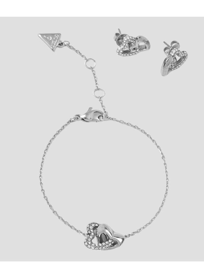 GUESS Heart Links Bracelet And  Studs - Image 1