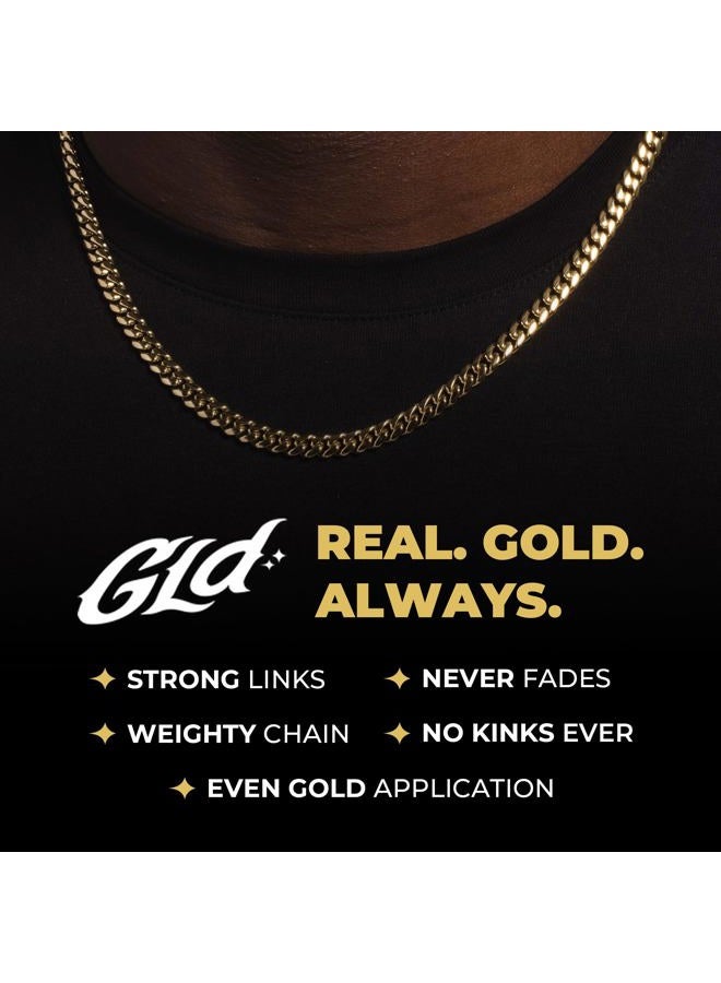 GLD Cuban Link Chain for Men and Women - Gold-Plated Miami Cuban Chain with Premium Storage Travel Pouch - -Proof Clasp, Sweat-Proof and Fade-Resistant - Lifetime Quality, Designed in Miami - Image 2