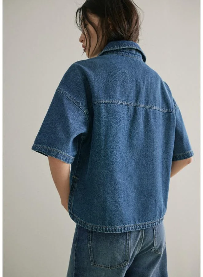 مانجو Denim blouse with pockets
