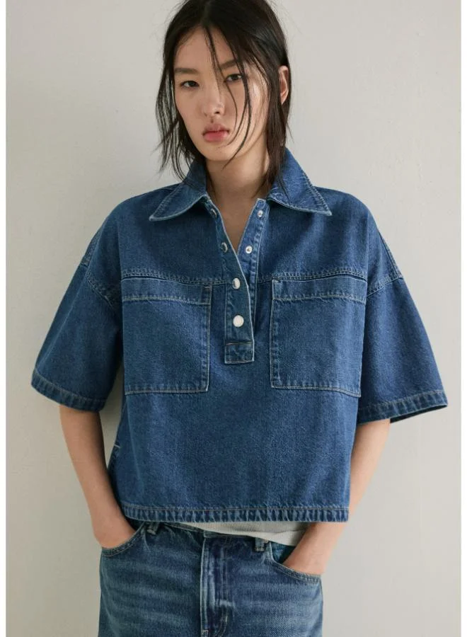 مانجو Denim blouse with pockets
