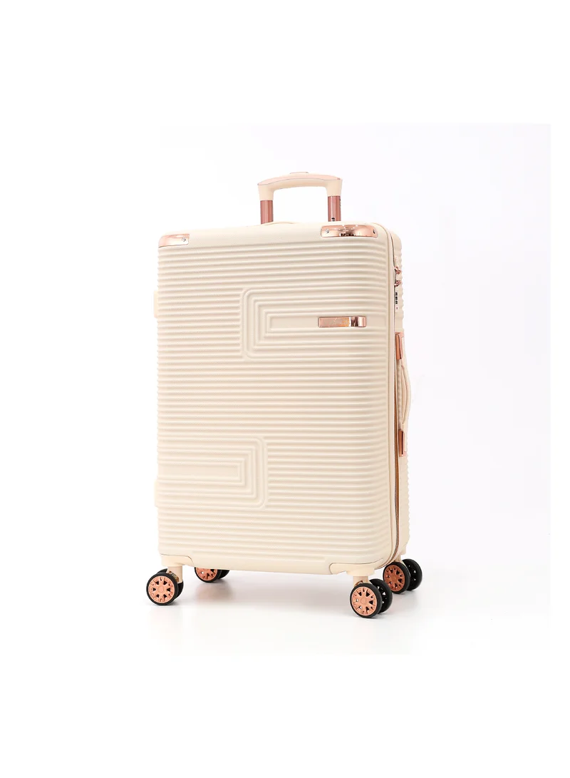 فانكل Hardshell Luggage Double Spinner Trolley Bag 5 Pieces Set,Beige (BC-12"&14",S-20",M-24",L-28")