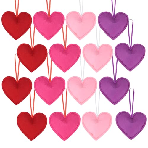 HSONAIGEE 24 Pieces Felt Heart Hanging Ornaments, Valentines’ Day Felt Baubles Heart Hanging Decorations for Tree Home Wedding Party Decor - Image 1