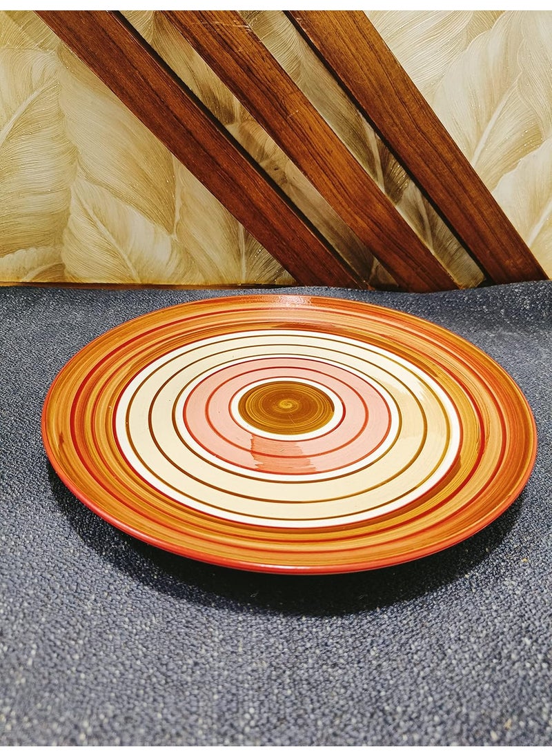 Caffeine Caffeine Ceramic Handmade Orange Beige Combo Dinner Set (Set of 3)  - Image 2