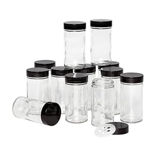 Kamenstein 5244227 Empty Jars With Black Cap, Set Of 12, 3-Ounce - Image 1