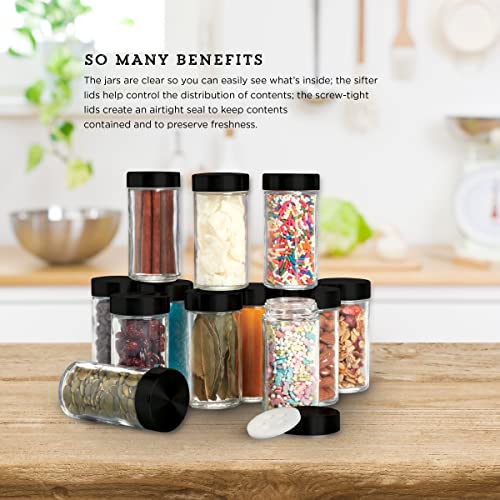 Kamenstein 5244227 Empty Jars With Black Cap, Set Of 12, 3-Ounce - Image 2