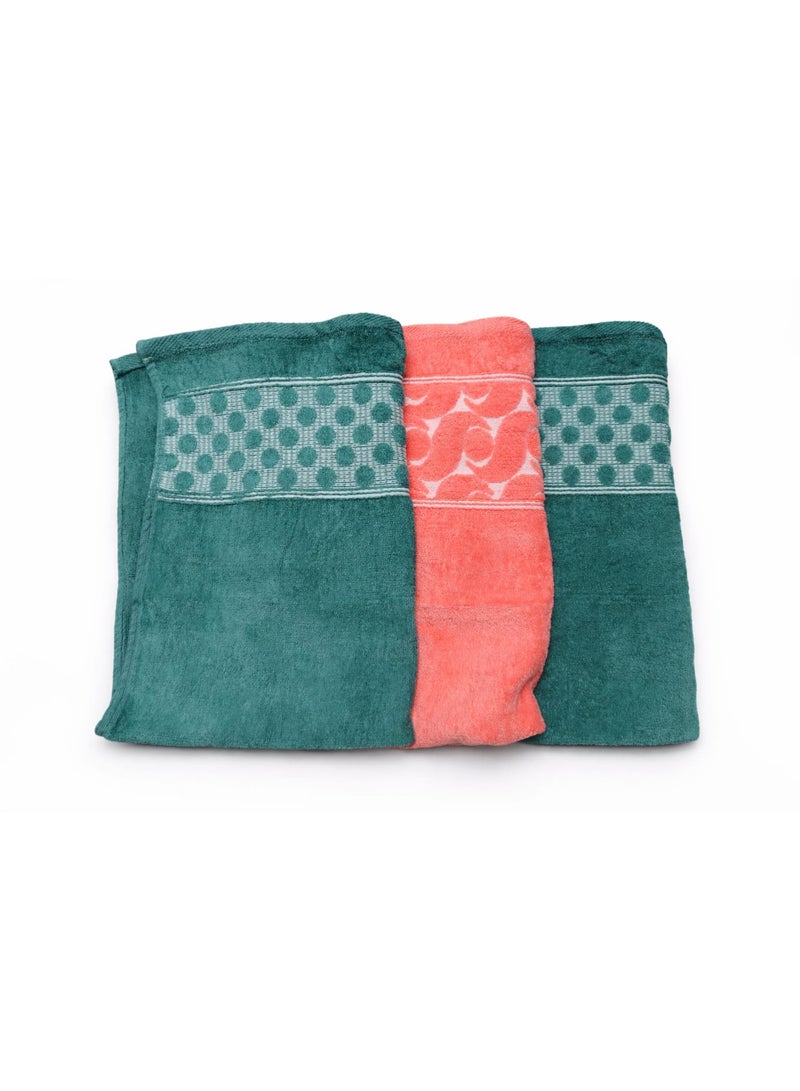 High-quality 3-piece towel set (one side cotton, one side velvet), 50x80 cm - Image 1