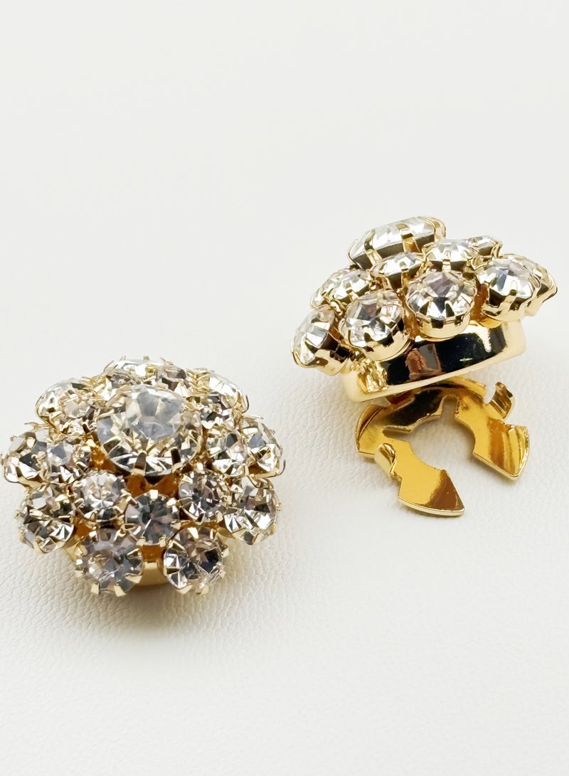 2pcs Simple Fashion Luxury Rhinestone Flower Cufflinks, Decorative Shirt Buttons for Men and Women, Men's Candora/Dishdasha Button Sleeves, easy to wear off, no need for needle and thread stitching, can be used for daily wear, holiday parties and dinners, gift for your friends! - Image 2